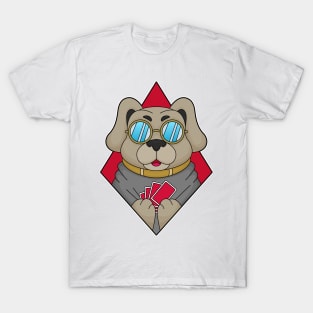 Dog at Poker with Poker cards T-Shirt